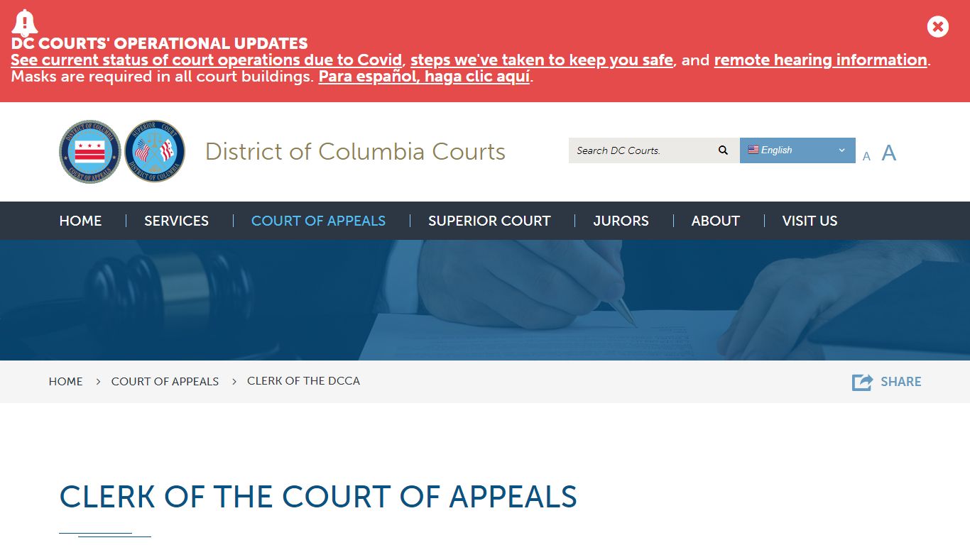 Clerk of the DCCA | District of Columbia Courts